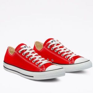 Red Converse Chuck Taylor shoes